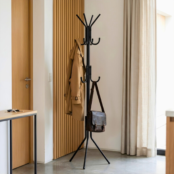 Perchero Metálico Reforzado Organizador De Ropa Ganchos Variante Color Negro