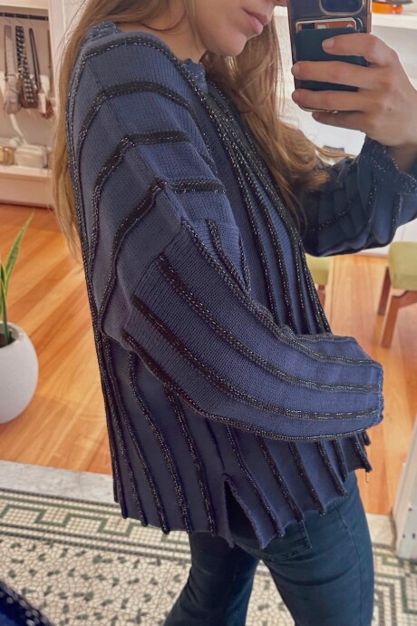 Sweater Mango Azul / Negro