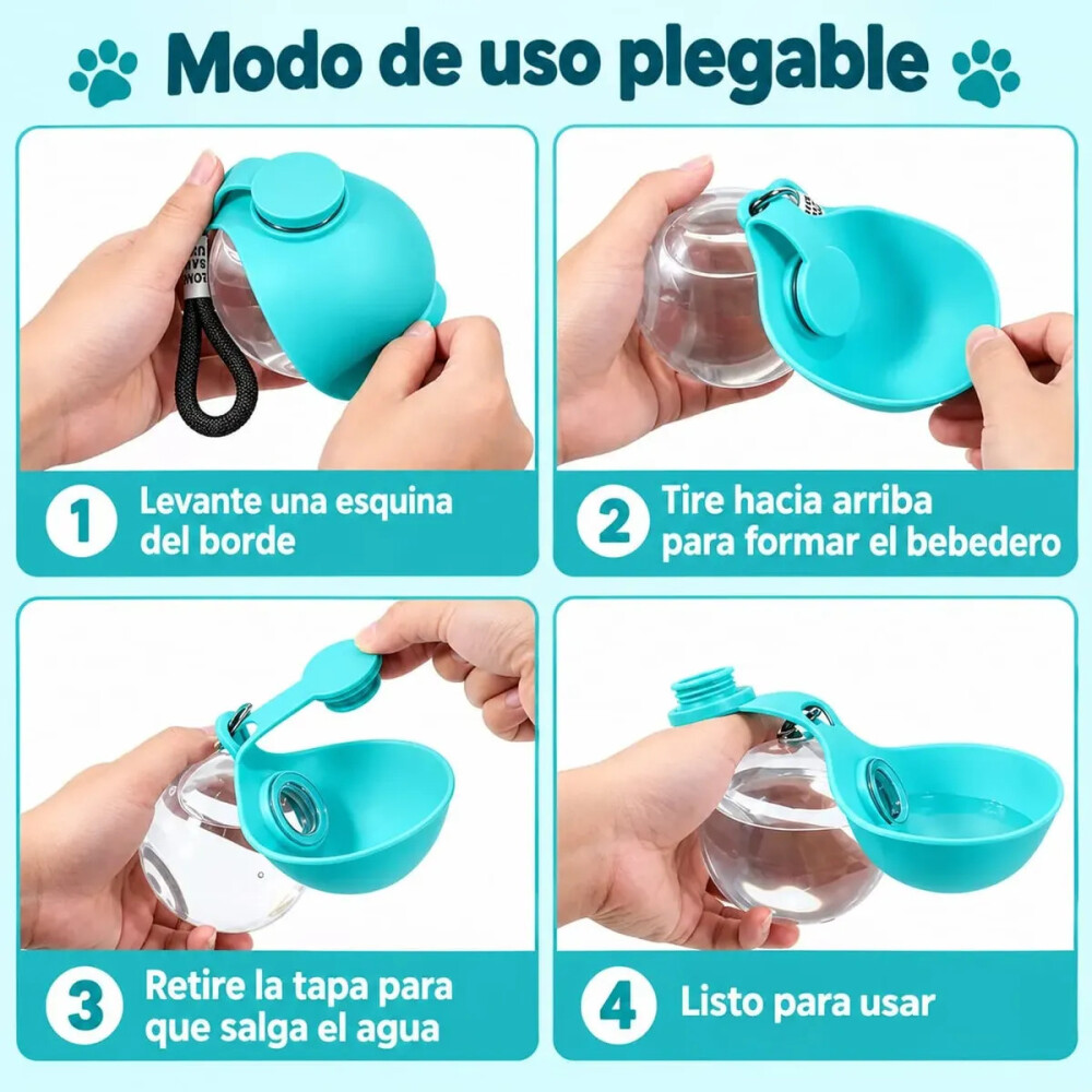 Bebedero Portatil Silicona Para Perros Y Gatos CELESTE