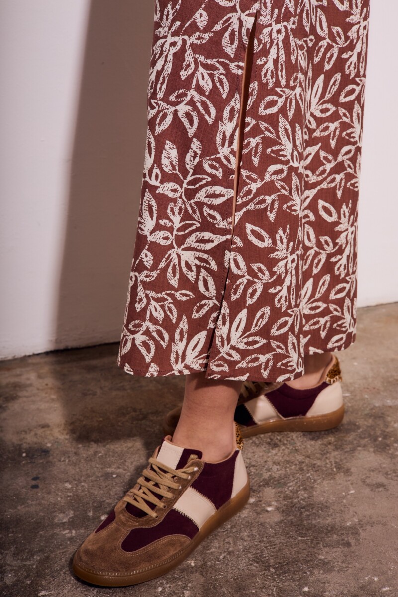 Zapatilla Combinada Gamuza Marrón