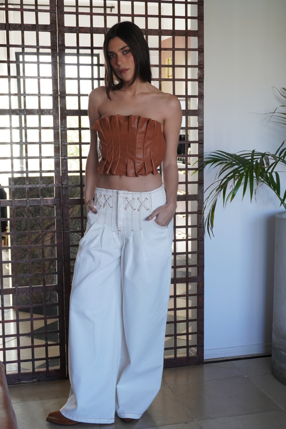 Cross Pants Vaquero Blanco