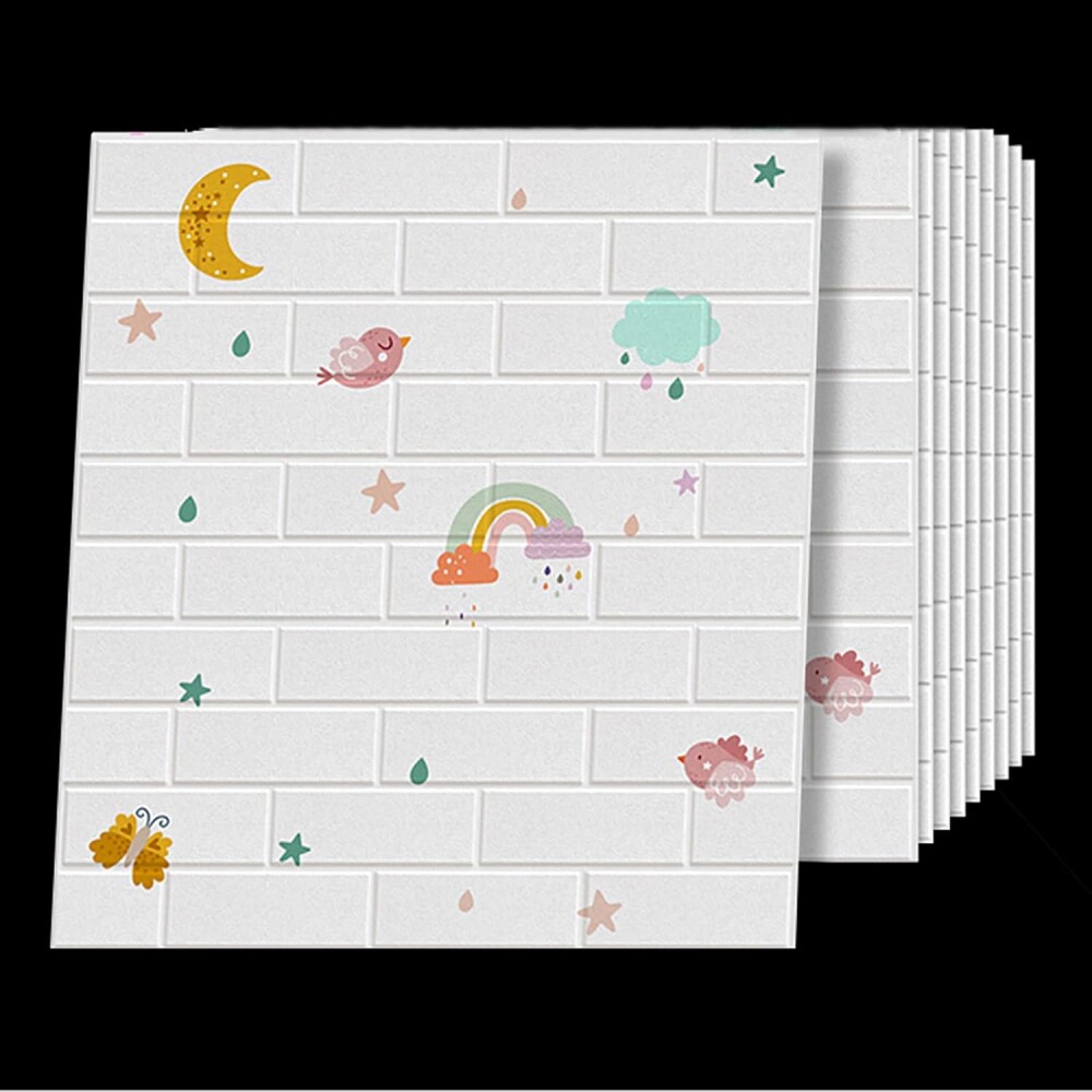 Panel Revestimiento Placa Pared Autoadhesiva Pack x10 Arcoiris