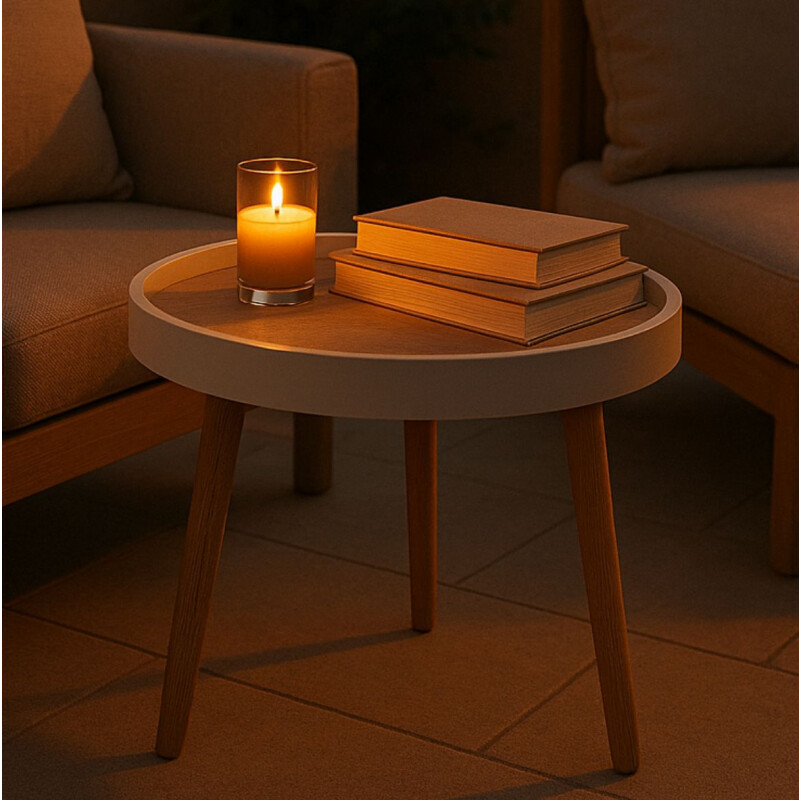 Mesa Auxiliar Redonda con Borde - Blanco Mesa Auxiliar Redonda con Borde - Blanco