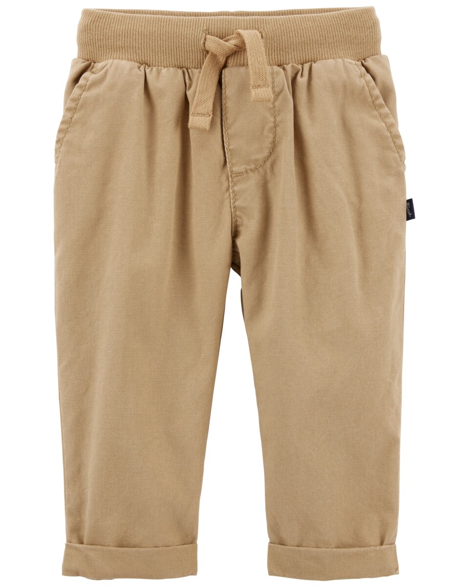 Pantalón de algodón casual con bolsillos y dobladillos enrollados. Talles 6-24M 