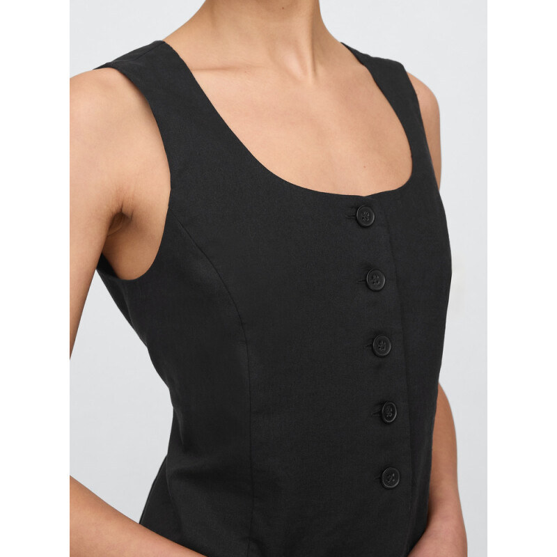 V-SCOOP NECK VEST - BEACHY LINEN BLACK