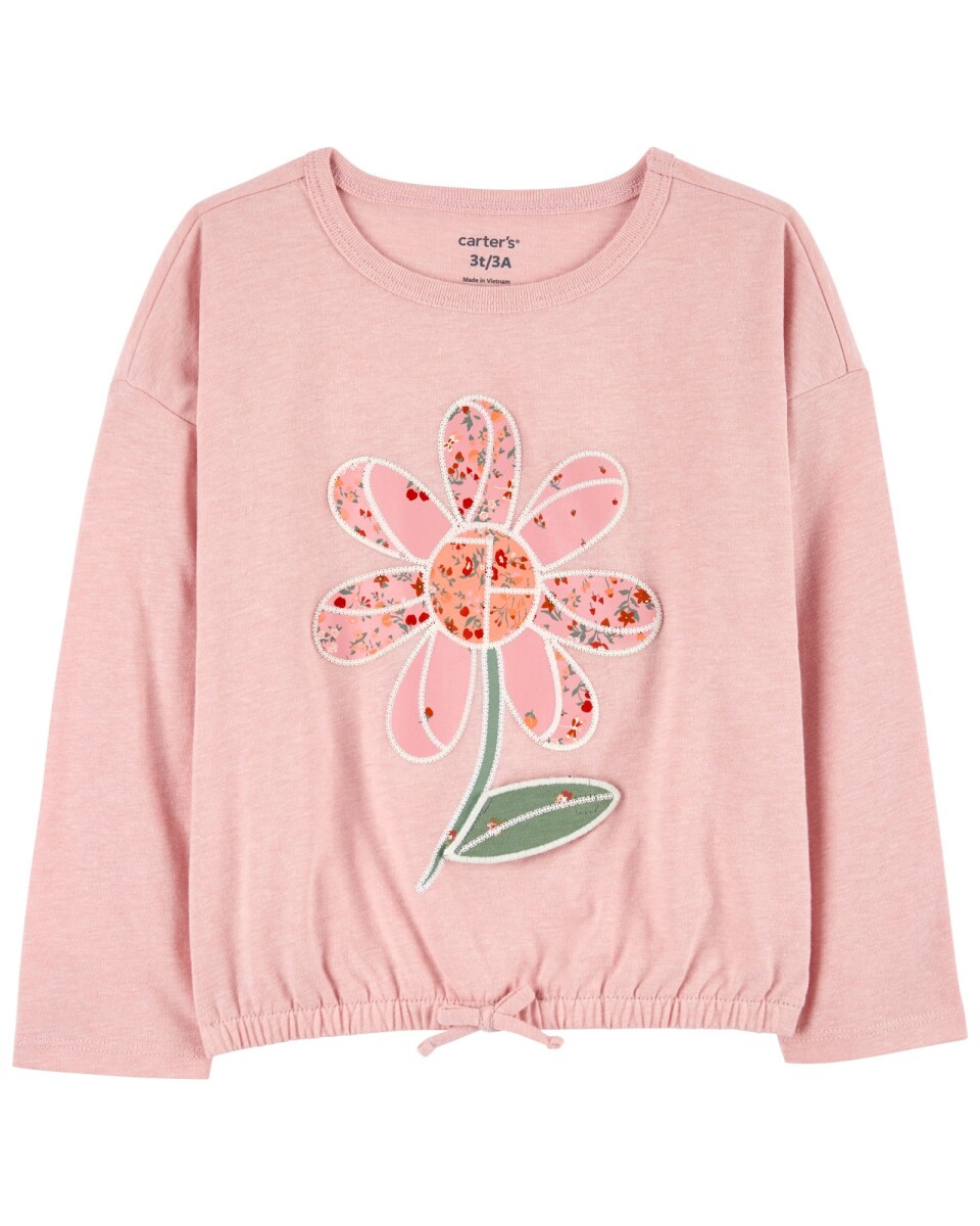 Remera de algodón con cintura elástica y estampa flor 