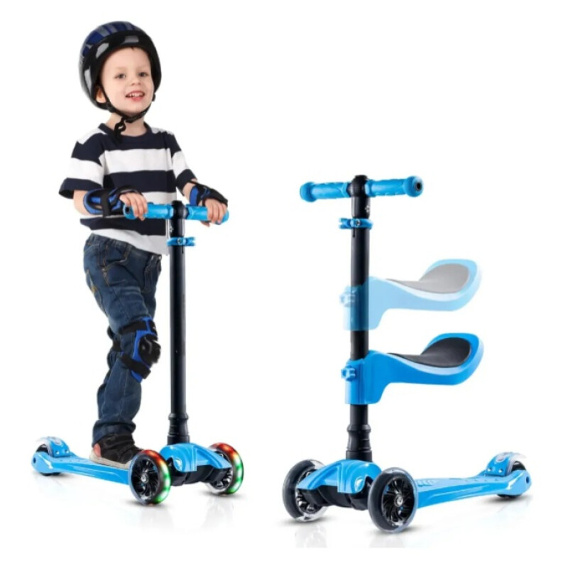 Monopatín Infantil3 Ruedas Para Niños Con Luces y Sonido Celeste