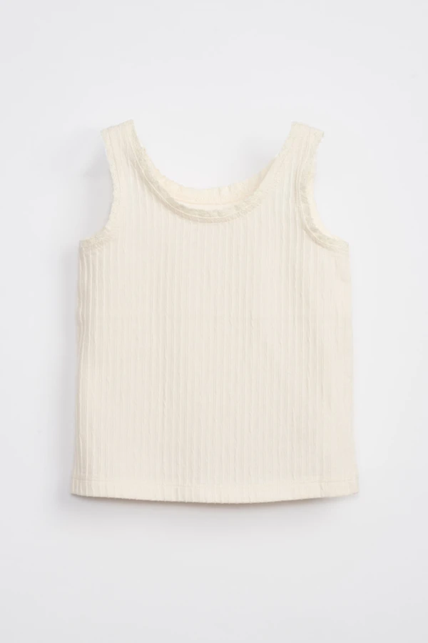 Musculosa fantasía botones Crudo
