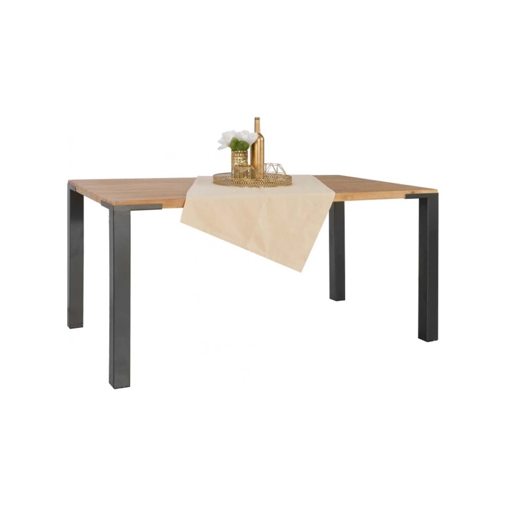 MESA DE COMEDOR MADERA-Y-METAL NATURAL-BEIGE MADISON