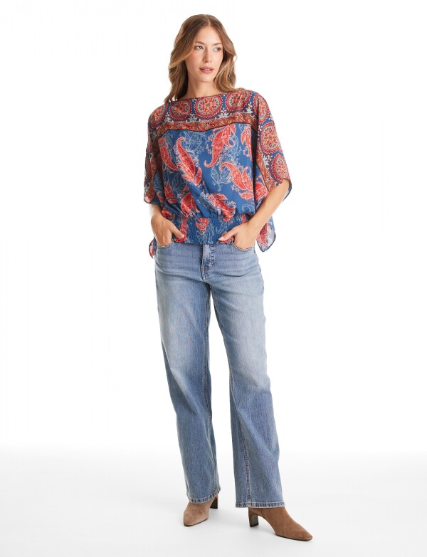 Blusa Dolman Printed AZUL/MULTI