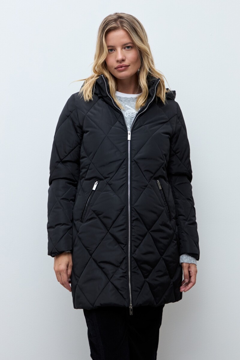 Campera capitoneada con capucha negro