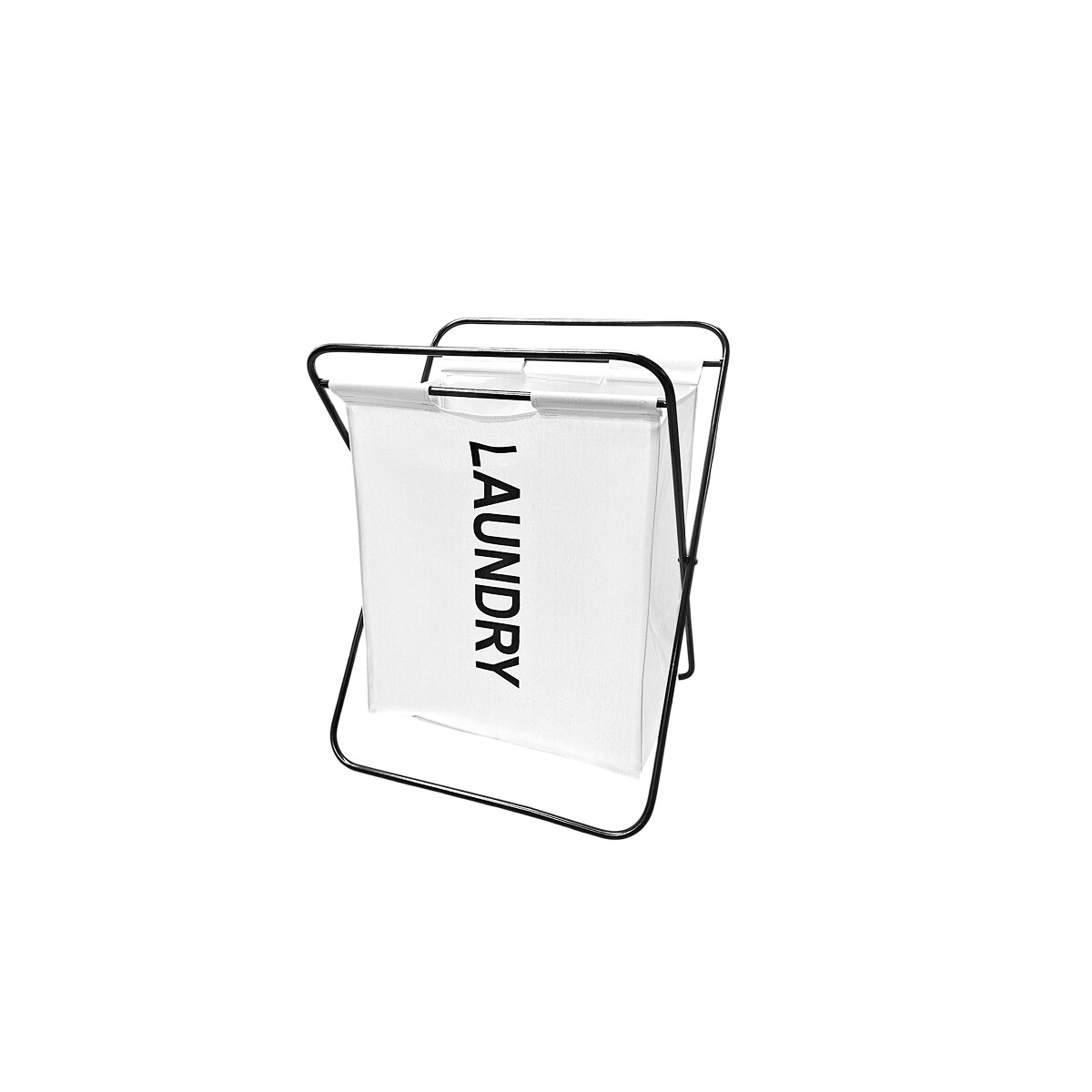 Cesto de ropa plegable metal y tela - Blanco 