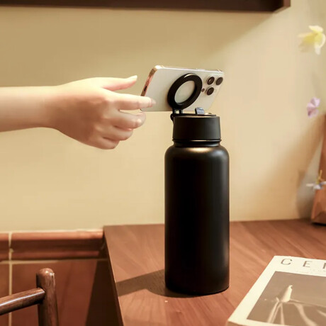 Botella Deportiva 960 Ml magnética para celular Beige