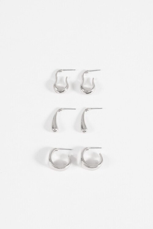 Set 3 aros wavy plateado