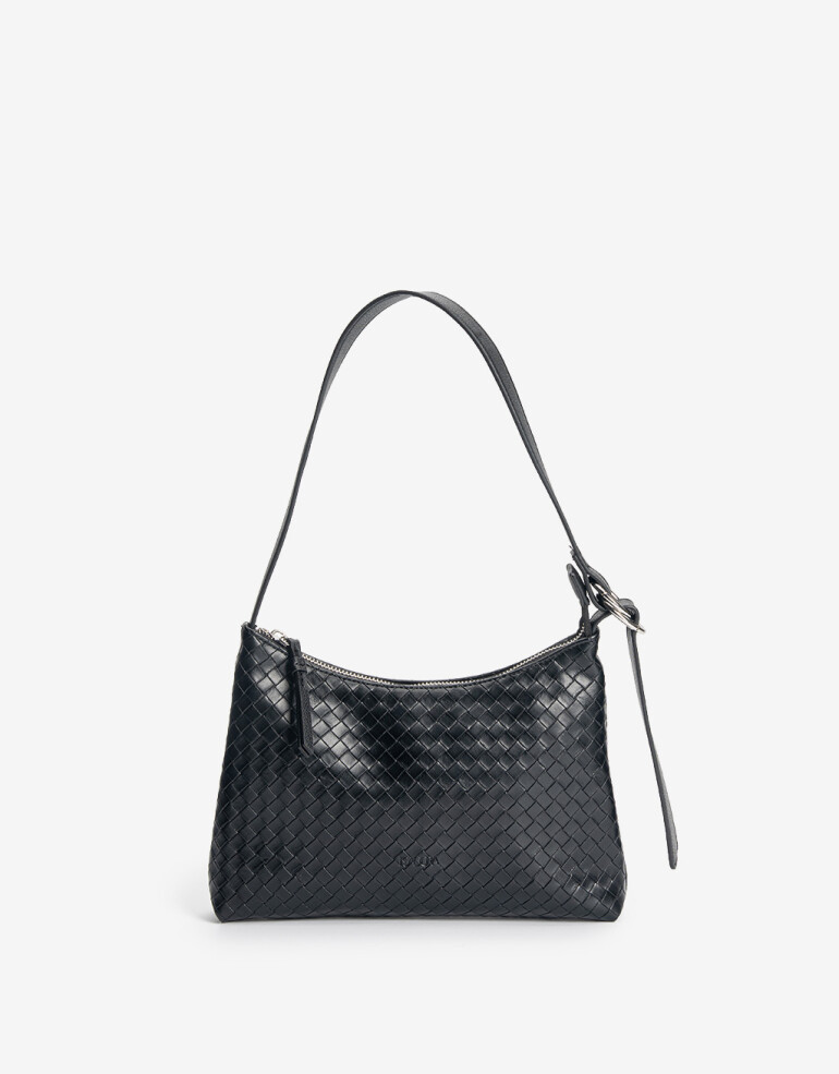 City Cartera Formato City Trenzada Con Asa De Hombro - Negro