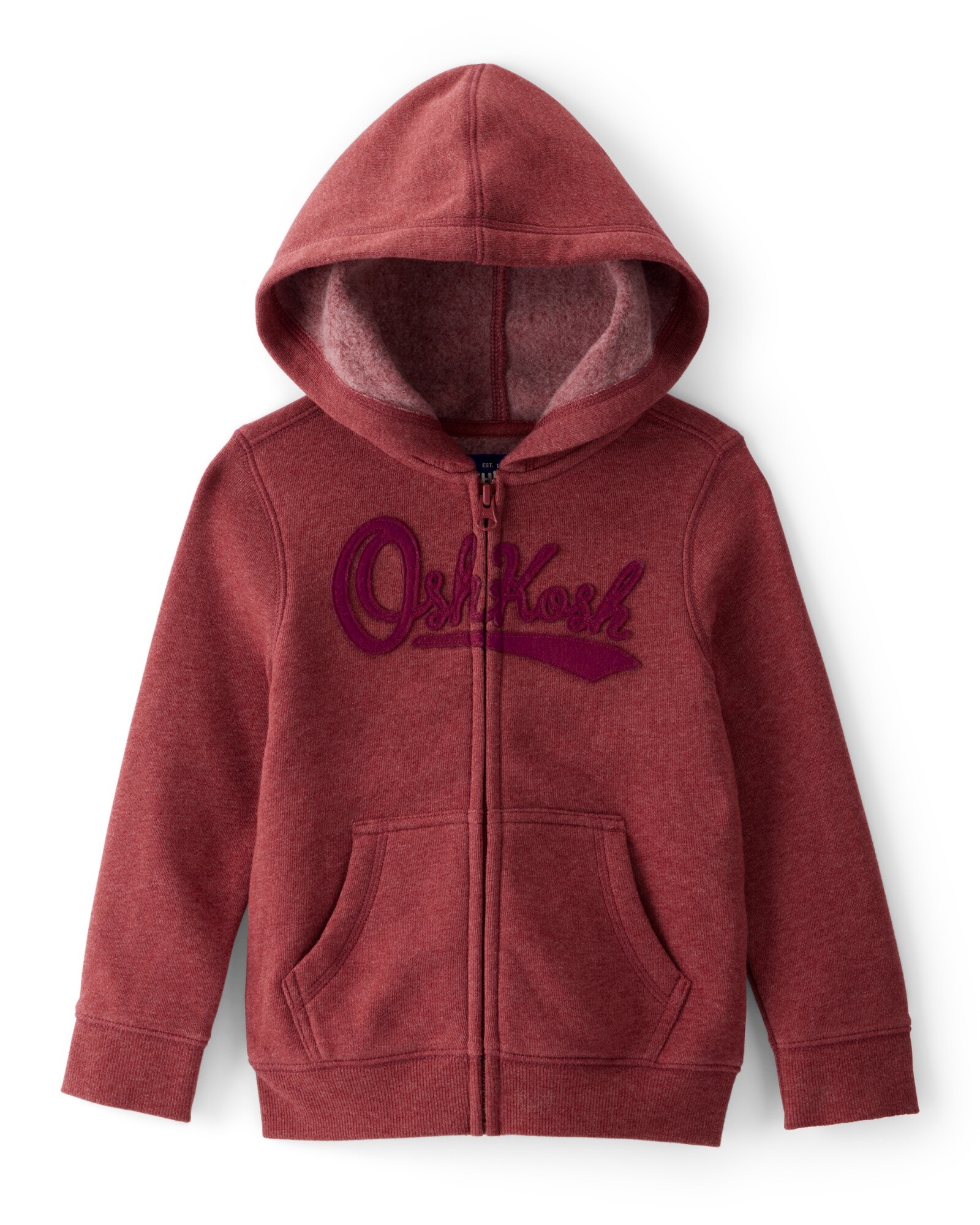Campera de algodón con felpa, roja. Talles 2-5T Sin color