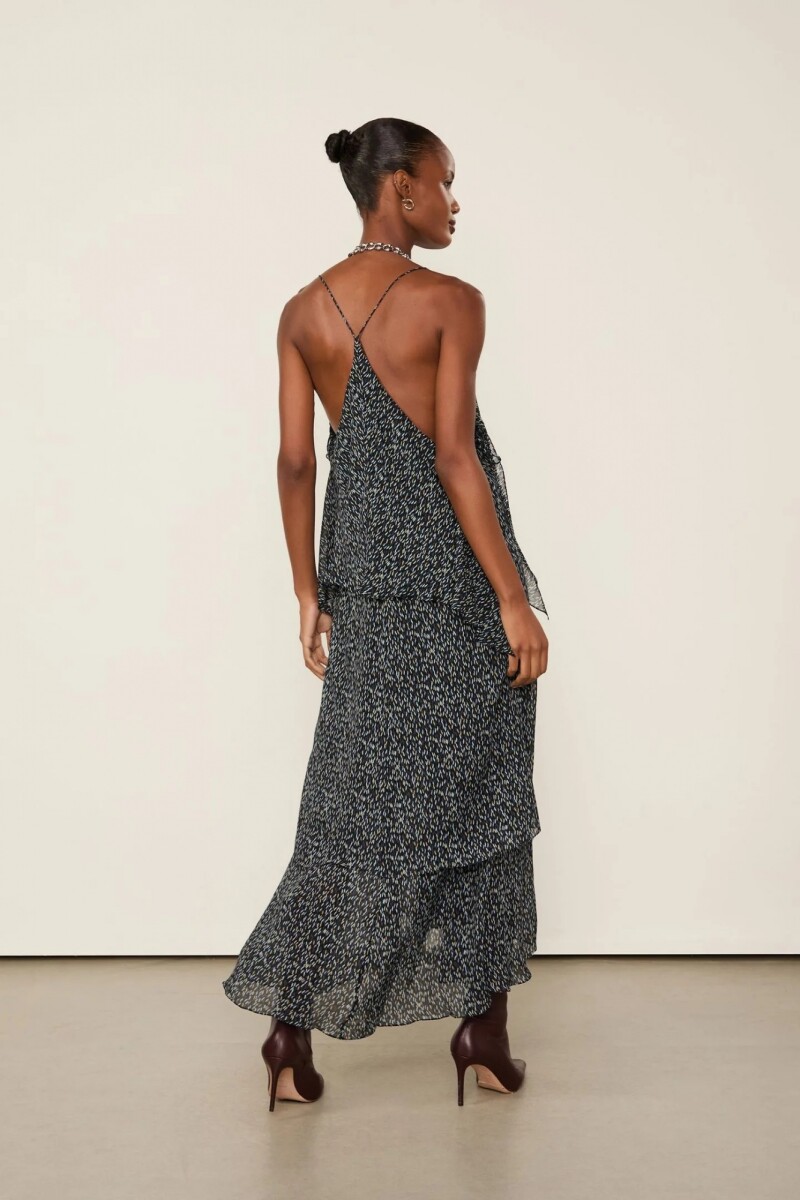 VESTIDO LARGO TEXTURIZADO Negro