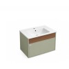 Mueble de baño 1 cajón verde y nogal 80cm Mueble De Baño 1 Cajón Verde Y Nogal 80cm