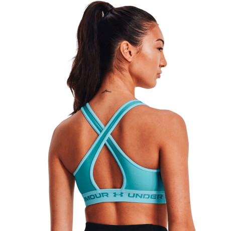TOP MUJER UNDER ARMOUR CROSSBACK MID BRA Light blue