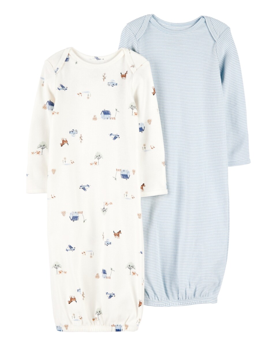 Pack dos bolsas de dormir de algodón, estampadas 