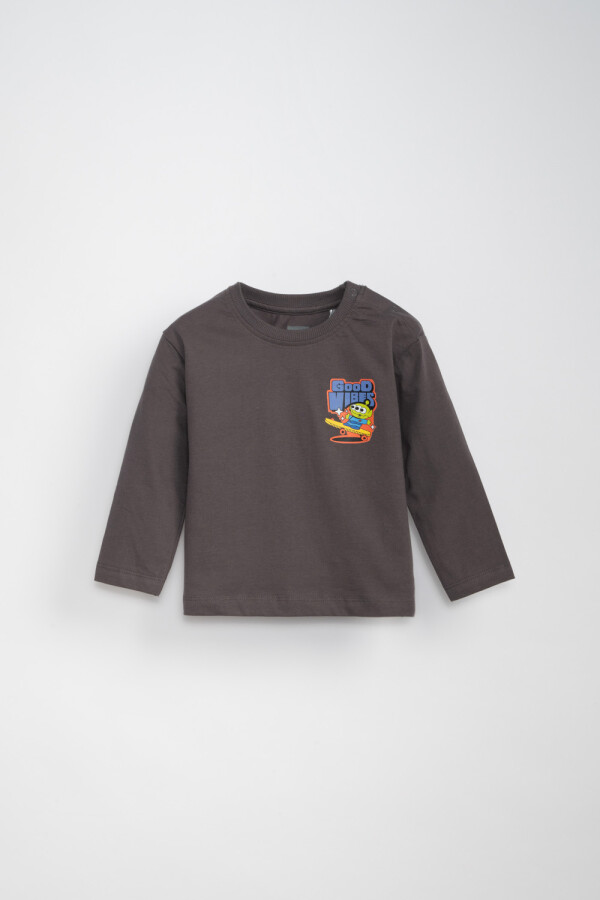 Remera básica estampada Gris
