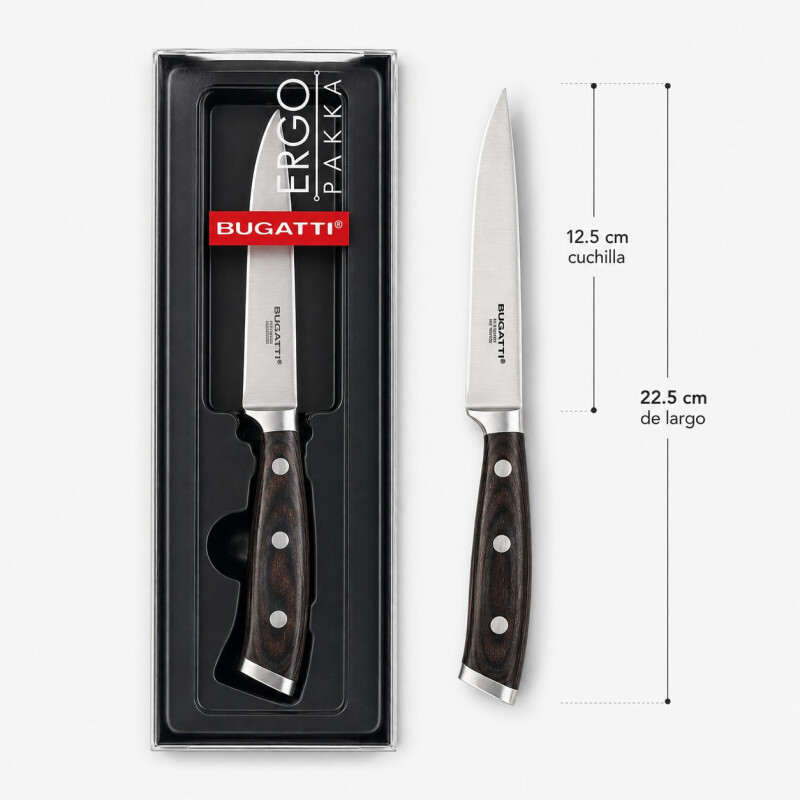 Cuchillo de Cocina Bugatti Ergo 12,5 cm Acero Mango de Madera Cuchillo de Cocina Bugatti Ergo 12,5 cm Acero Mango de Madera