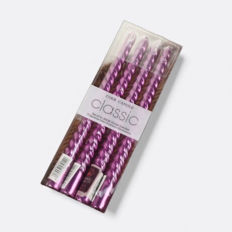 Pack de velas metalizadas torneadas x4 unidades Fucsia