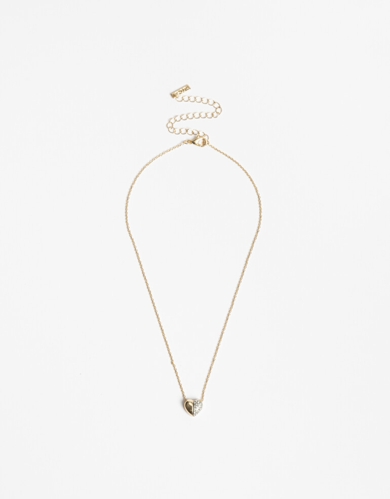 Cadena Corta con Dije Metal Collar Corazón Metal Biplating - Dorado