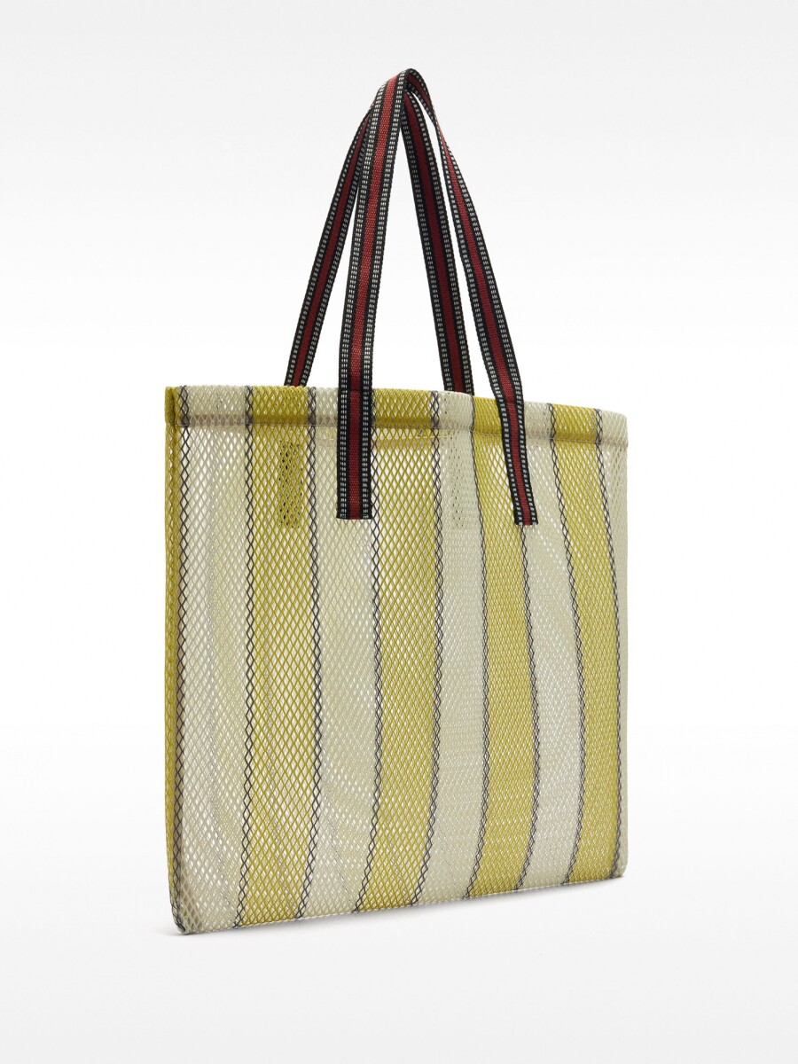 Bolso Shopper De Rejilla Con Rayas verde