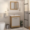 MUEBLE DE BAÑO 60 CM CON MESADA Y ESPEJO - MIEL/FUME MUEBLE DE BAÑO 60 CM CON MESADA Y ESPEJO - MIEL/FUME