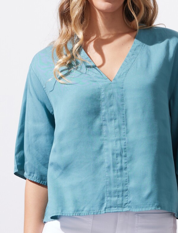 Blusa Lyocell CELESTE OSCURO