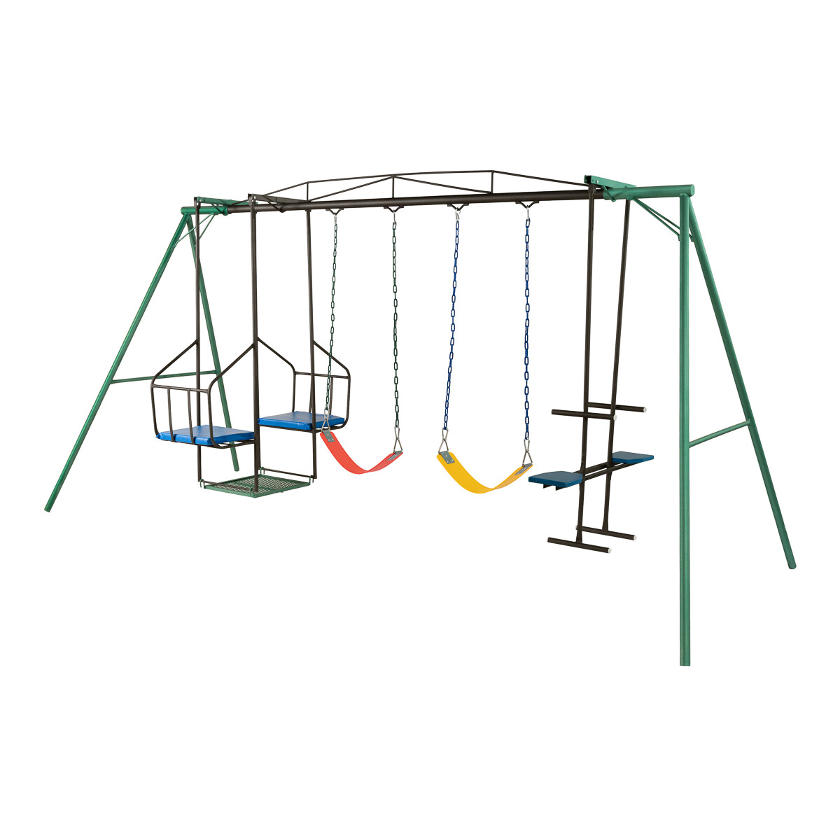 Hamaca de Plaza con silla doble, caballito y 2 hamacas de cincha, altura 1,80 mts 