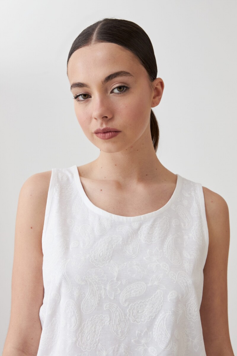 Musculosa con puff print blanco