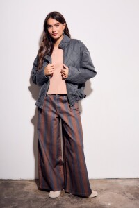 Jean Rayado Extra Wide Leg Chocolate