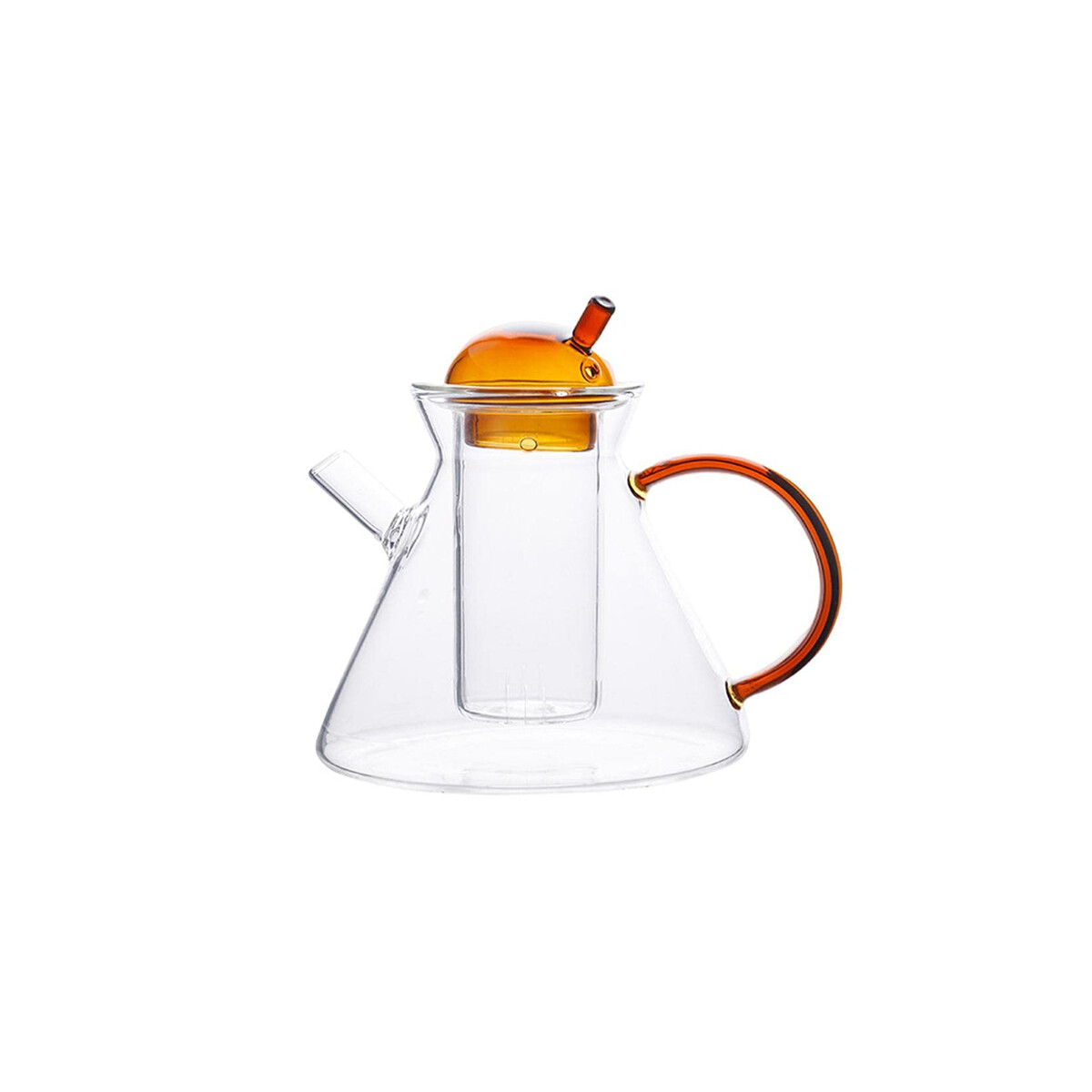 Tetera de vidrio borosilicato tapa y asa de color - 800ml - Ambar 