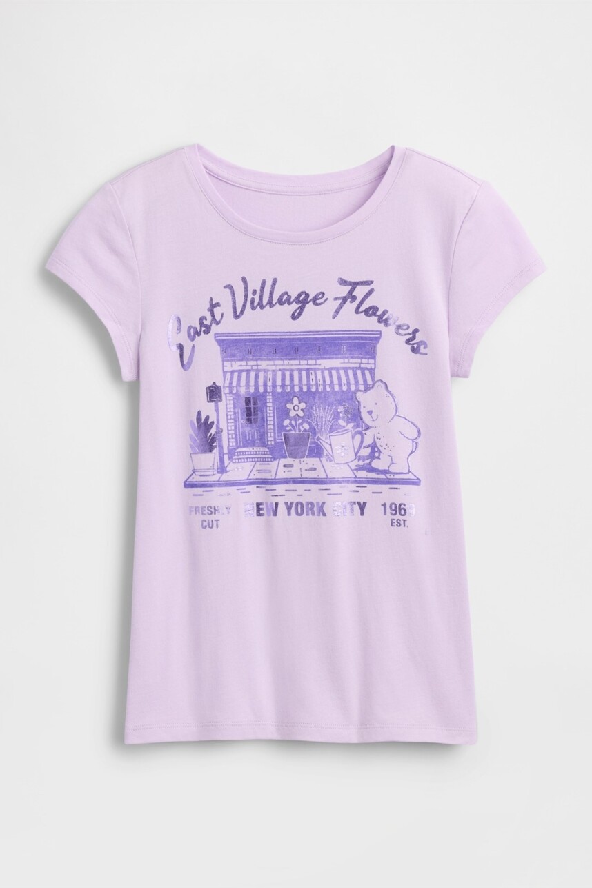 Remera Gráfico Manga Corta Niña Pale Lilac