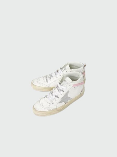 Golden Goose-Botines de cuero, Mid Star Blanco