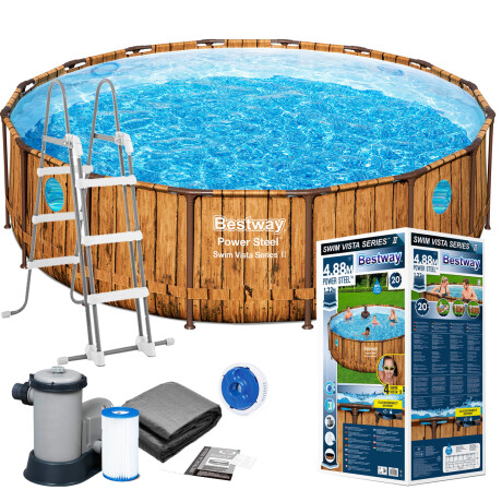 Piscina Bestway Rattan 19480 L Estructural 488x122 Cm Marron