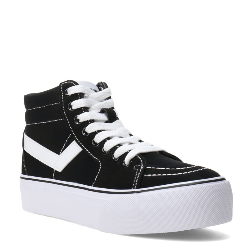 Botas Unisex PONY Plataforma Casual Lona Negro - Blanco