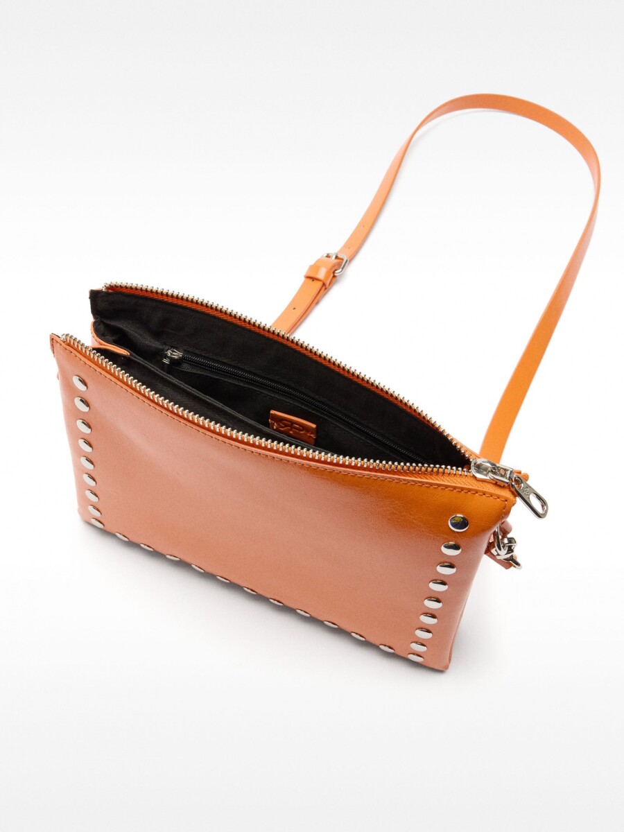 Bolso Bandolera Doble Con Tachuelas naranja