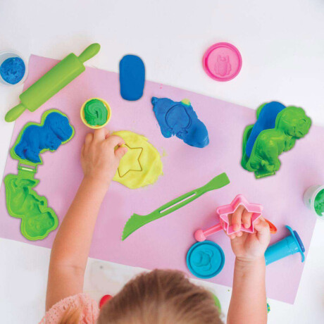 Kit De Dinosaurios Para Modelar Neón Softee Dough Lexibook