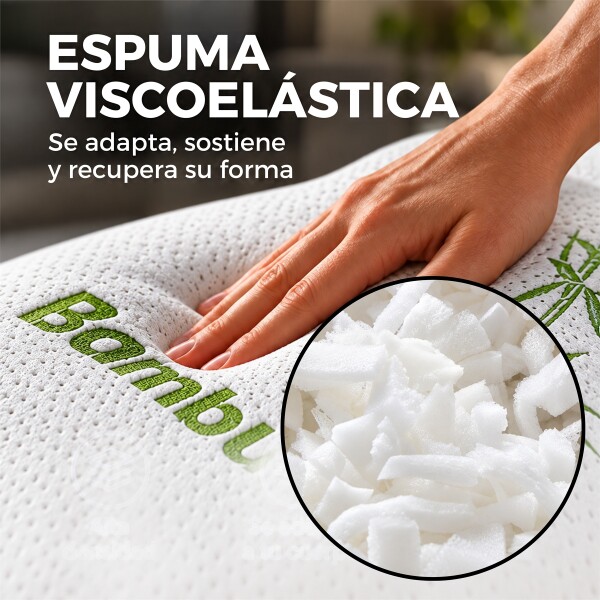 Almohada Viscoelástica con Funda de Bambú y Bolso de Transporte Blanco 1