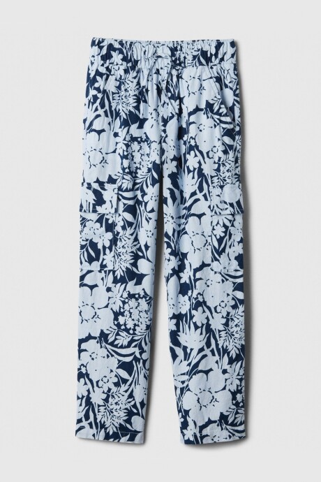 Pantalón Cargo De Lino Con Elastico Niña Tonal Blue Floral