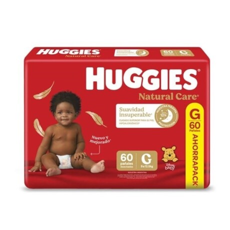 PAÑALES HUGGIES NATURAL CARE G 60 U PAÑALES HUGGIES NATURAL CARE G 60 U