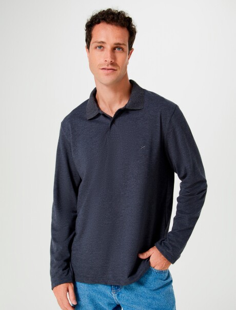 POLO MANGA LARGA EN PIQUÉ GRIS