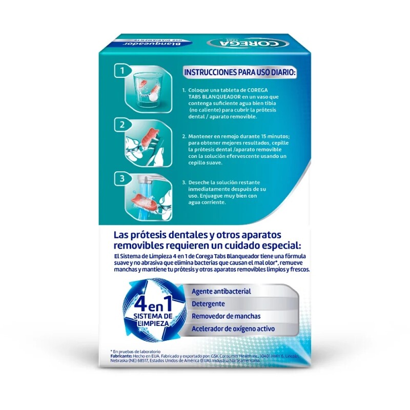 Tableta Limpiadora Para Prótesis Corega Blanqueadora 30 Unidades Tableta Limpiadora Para Prótesis Corega Blanqueadora 30 Unidades