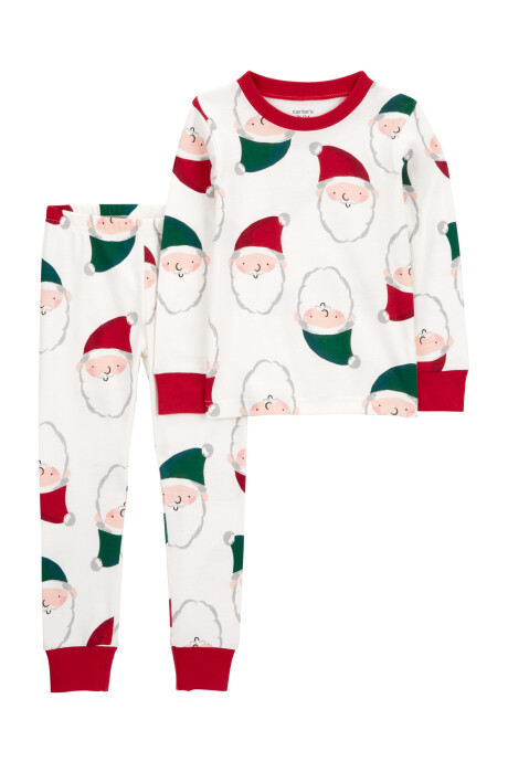 Pijama dos piezas de algodón, pantalón y remera, diseño navideño. Talles 2-5T Sin color