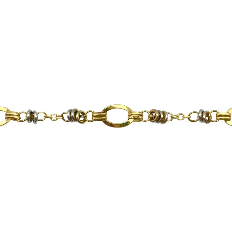 Pulsera Oval bicolor -Oro bajo-Sin Piedra-PU80102 sinpiedra