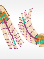 Pendientes Largos Étnicos Con Abalorios multicolor