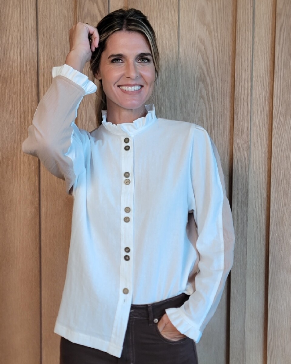 Camisa Mili - Combinada crudo beige 